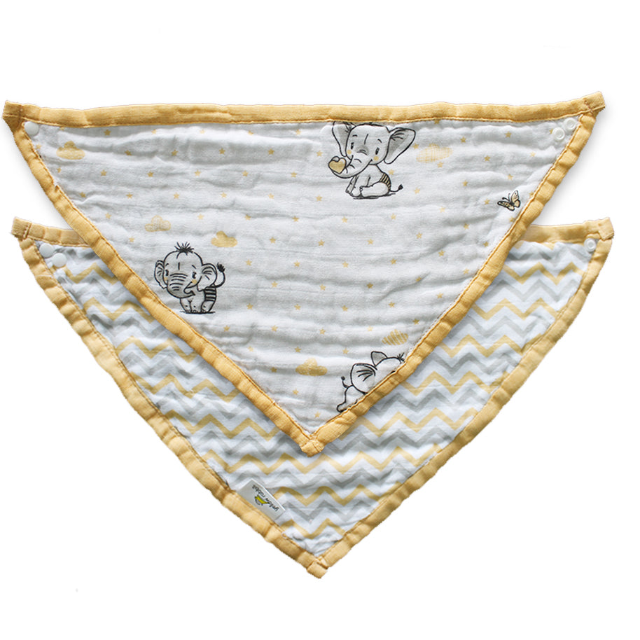 Cute baby elephant print organic cotton bib