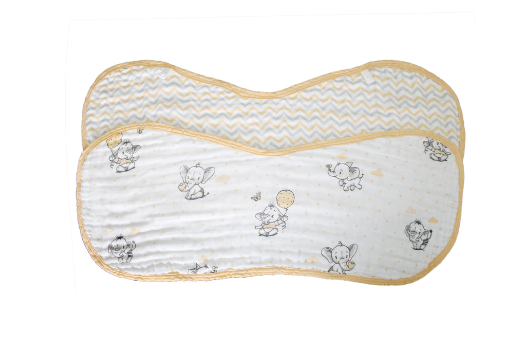 Muslin Burp cloth with baby elephant print