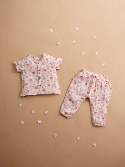 toddler playsuit flamingos