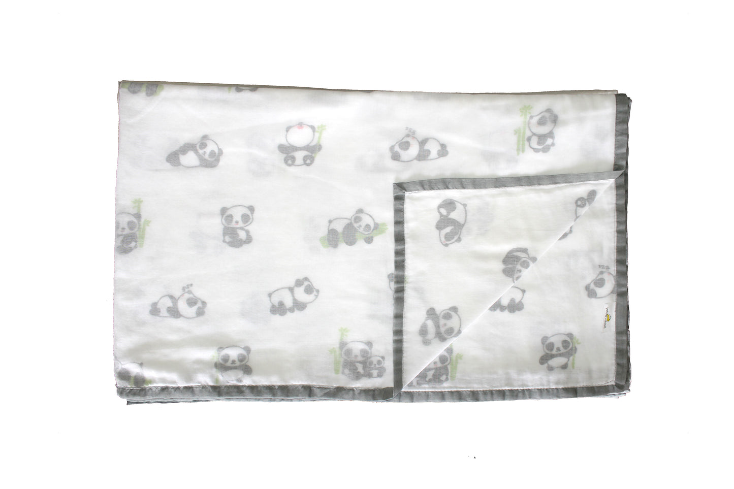 Lightweight organic cotton dohar for summer, ideal as a baby blanket or soft receiving wrap- gentle on newborn skin, with playful panda print.