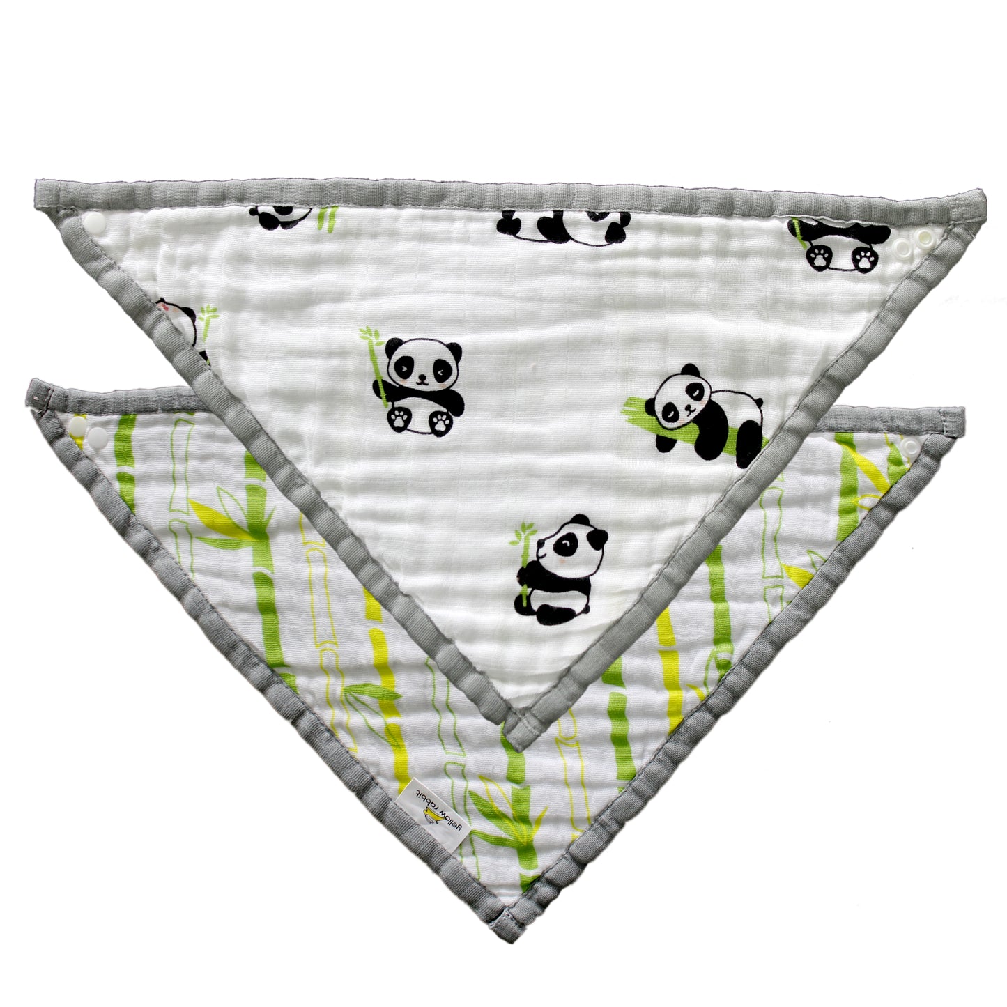 Soft cotton baby bib featuring playful panda design