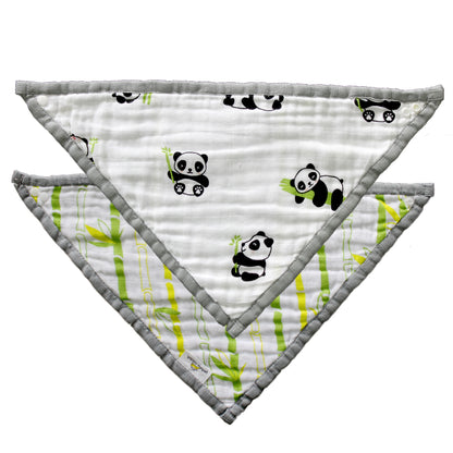 Soft cotton baby bib featuring playful panda design