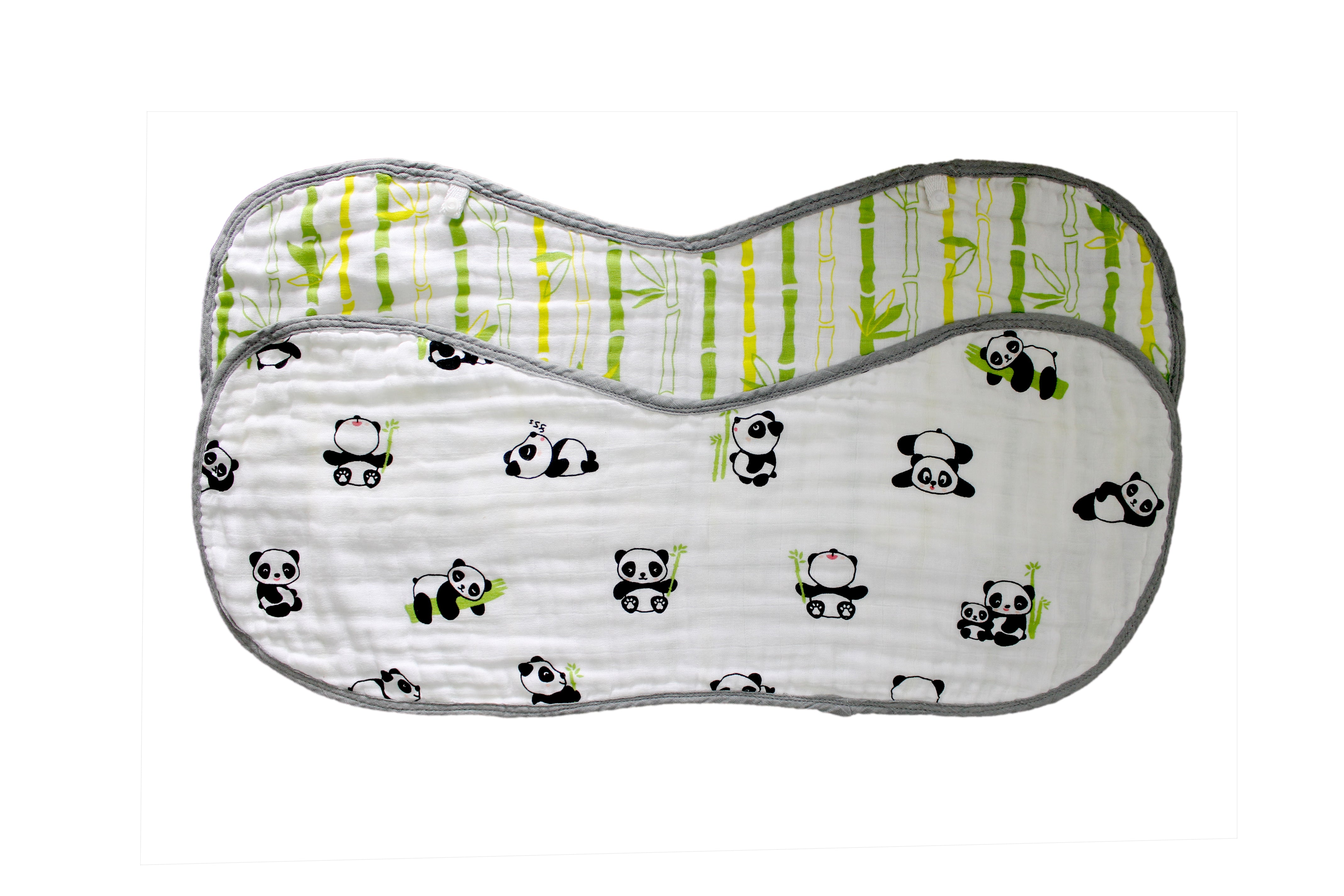 Muslin burp cloth with playful panda print