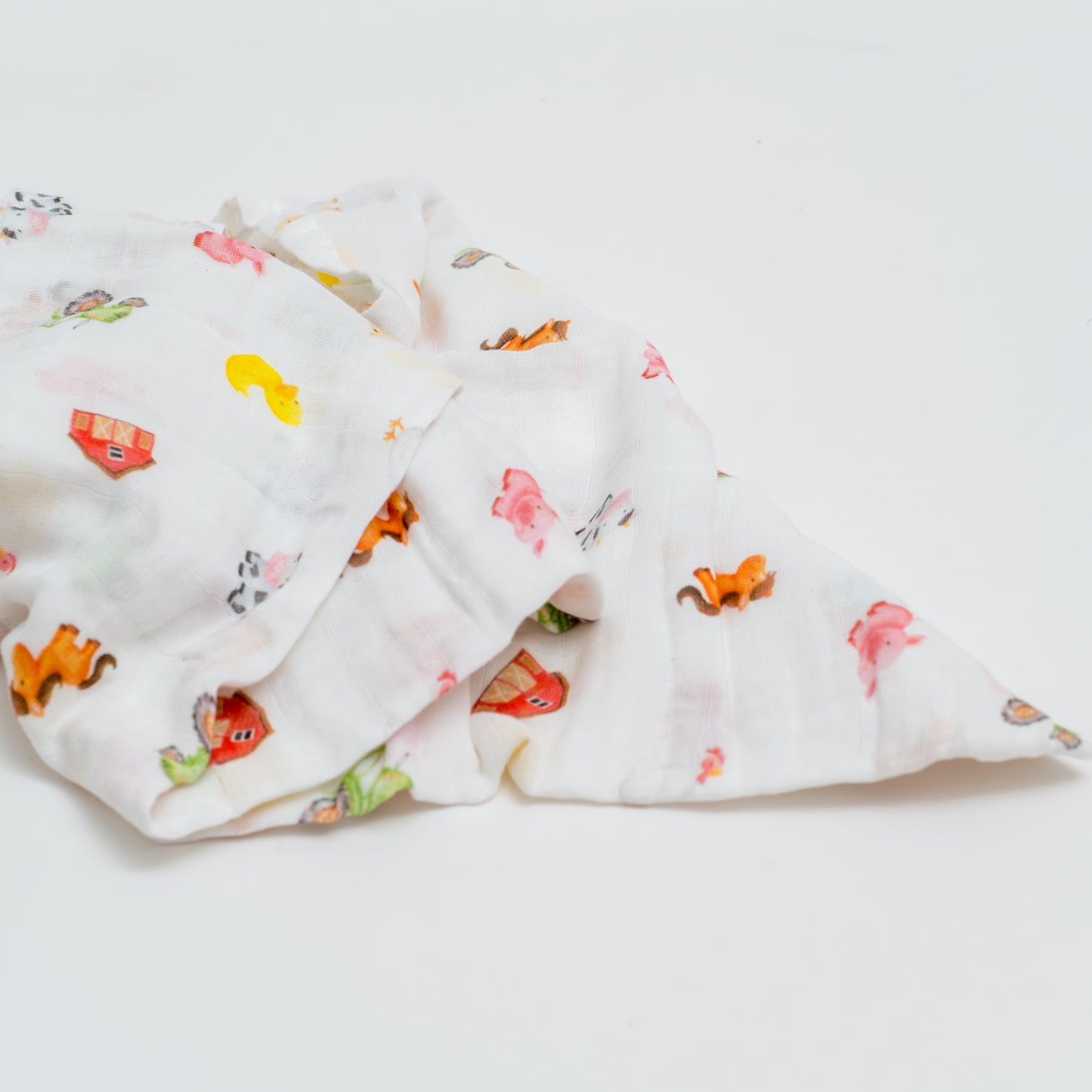 Organic cotton Swaddle blanket with farm animal babies print