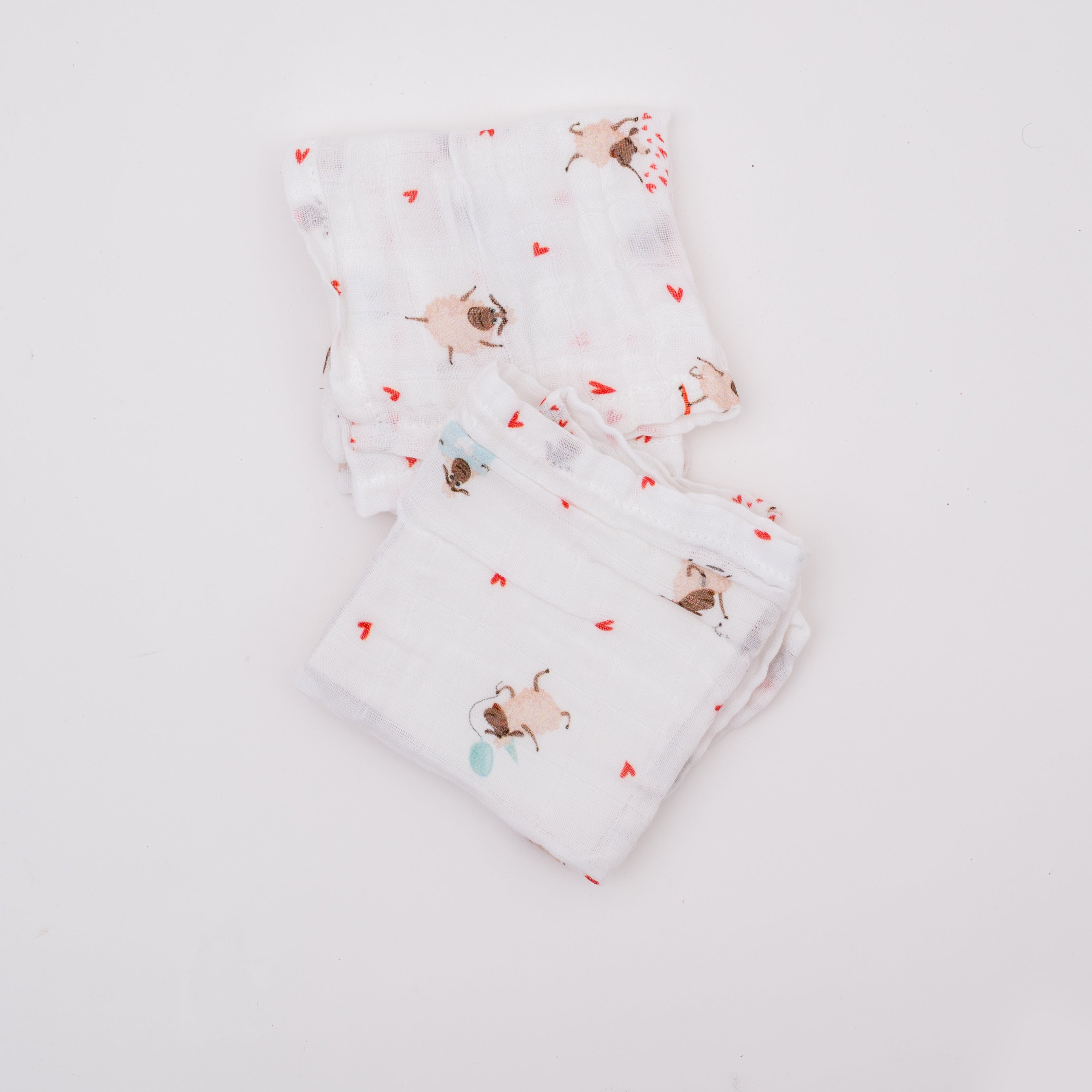 Muslin squares with sheep in love digital print