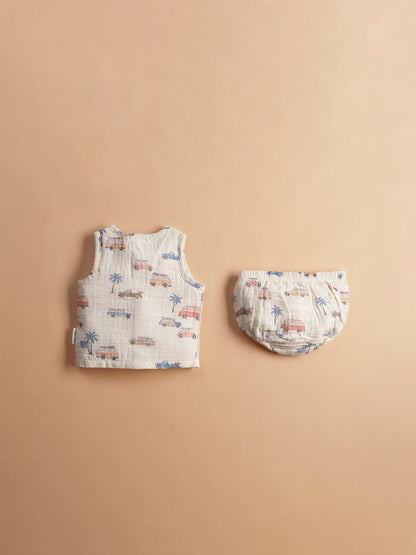 Muslin jabla set, vintage wagon