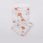 Organic cotton Muslin squares with foxes in yoga poses print