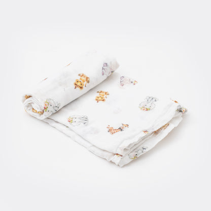 Organic cotton Babies of the savanna swaddle blanket