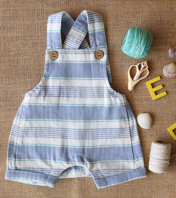 Blue and white stripped overalls