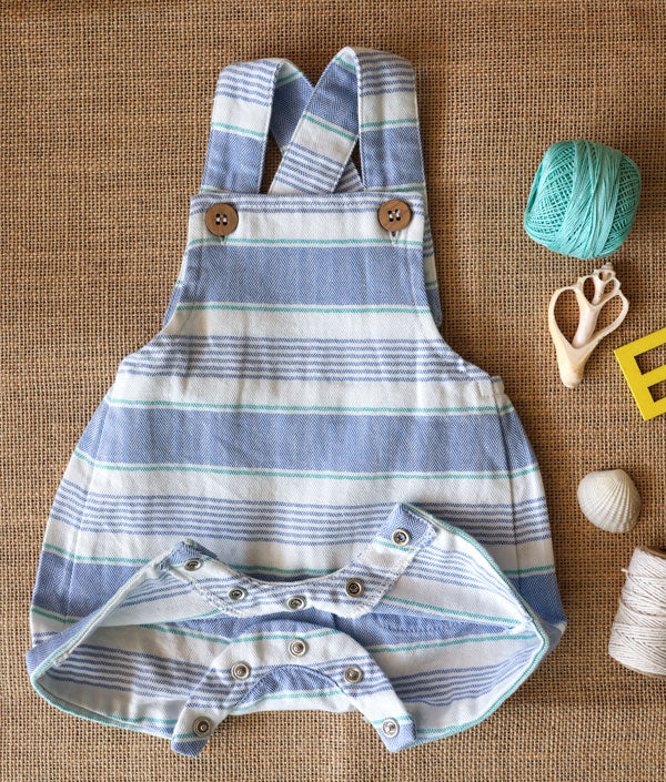 Blue and white stripped overalls