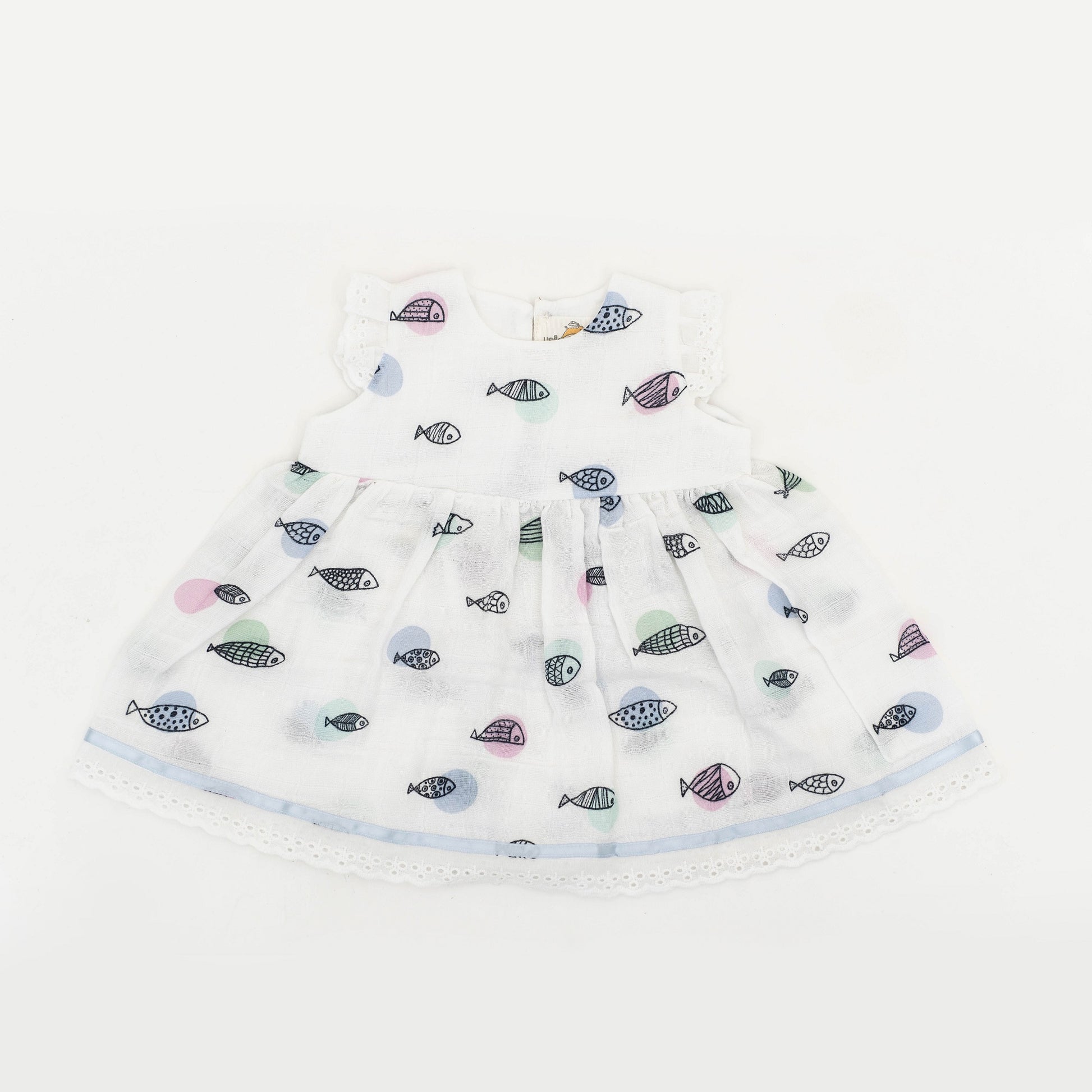 Fish on polka dots new born dress