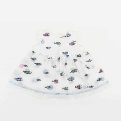 Fish on polka dots new born dress