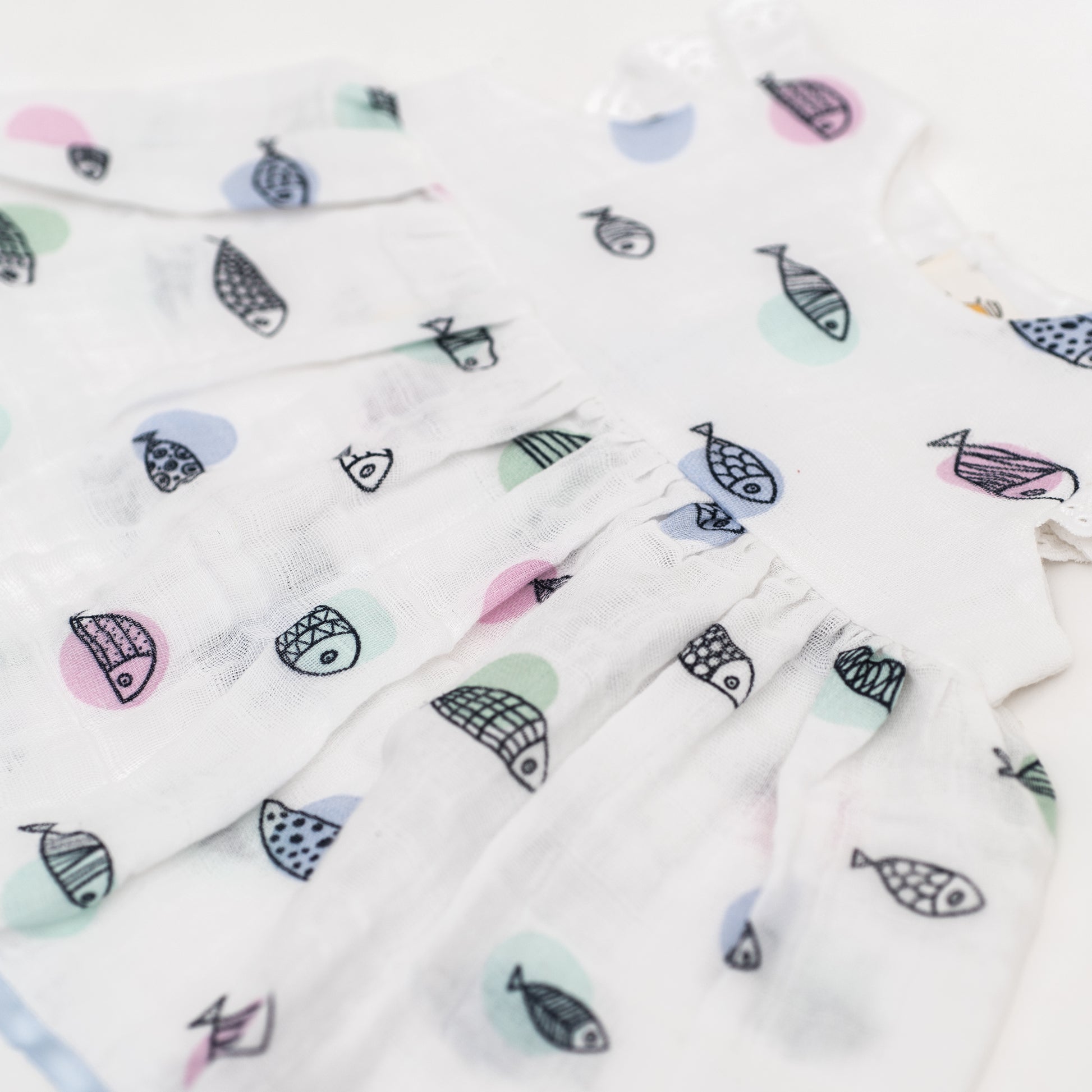Fish on polka dots new born dress