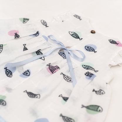 Fish on polka dots new born dress