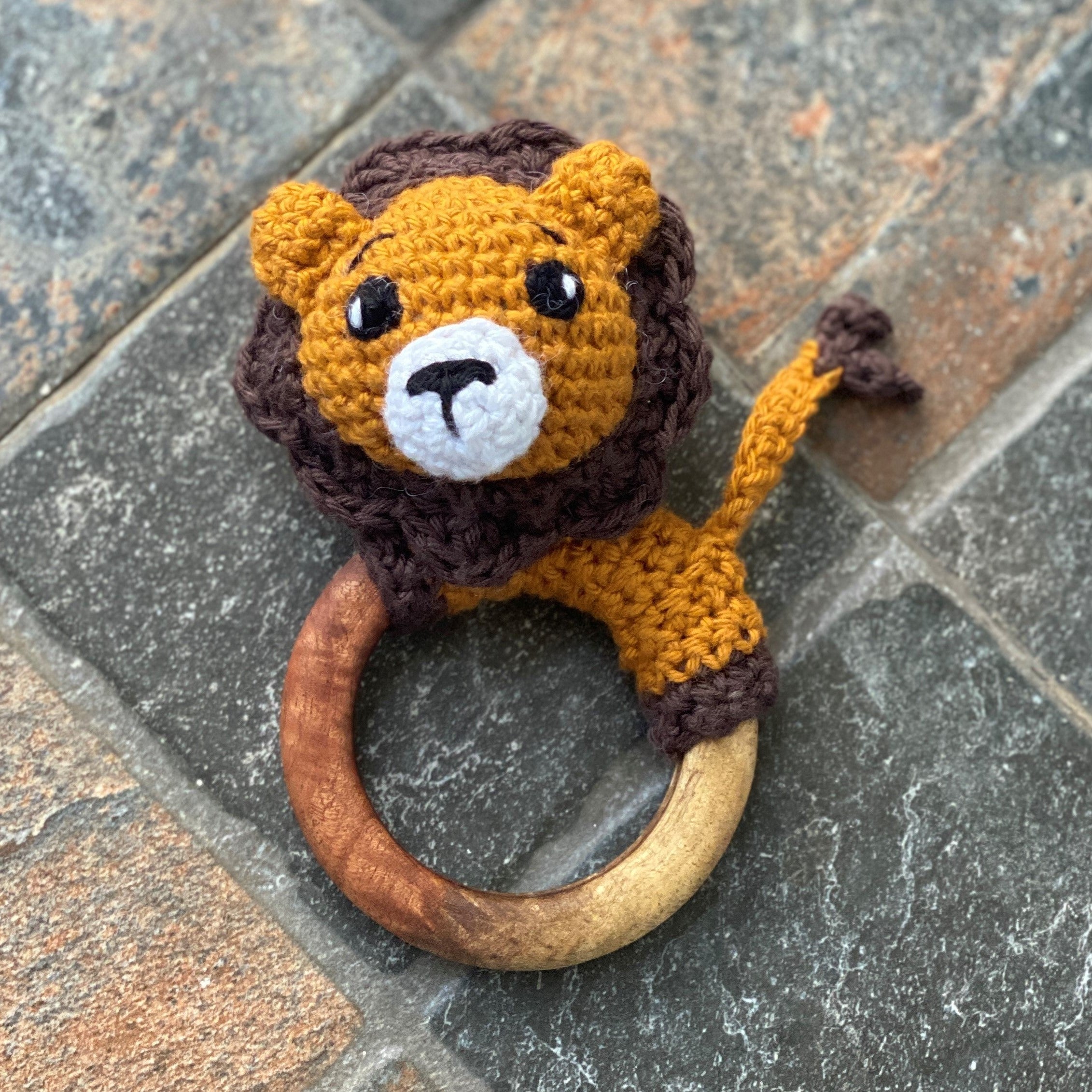 Lion Crochet teether ring