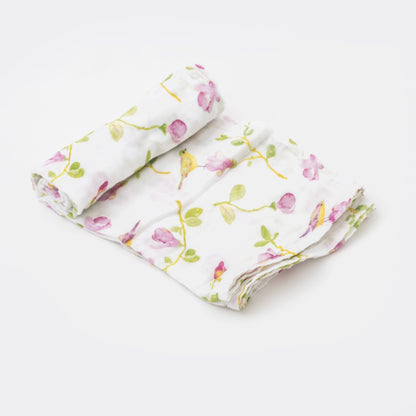 organic cotton Magnolia flowers swaddle blanket