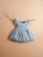 Teal sprig ruffle dress