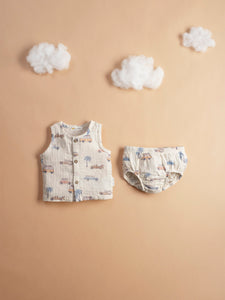 Vintage wagon infant bloomer set