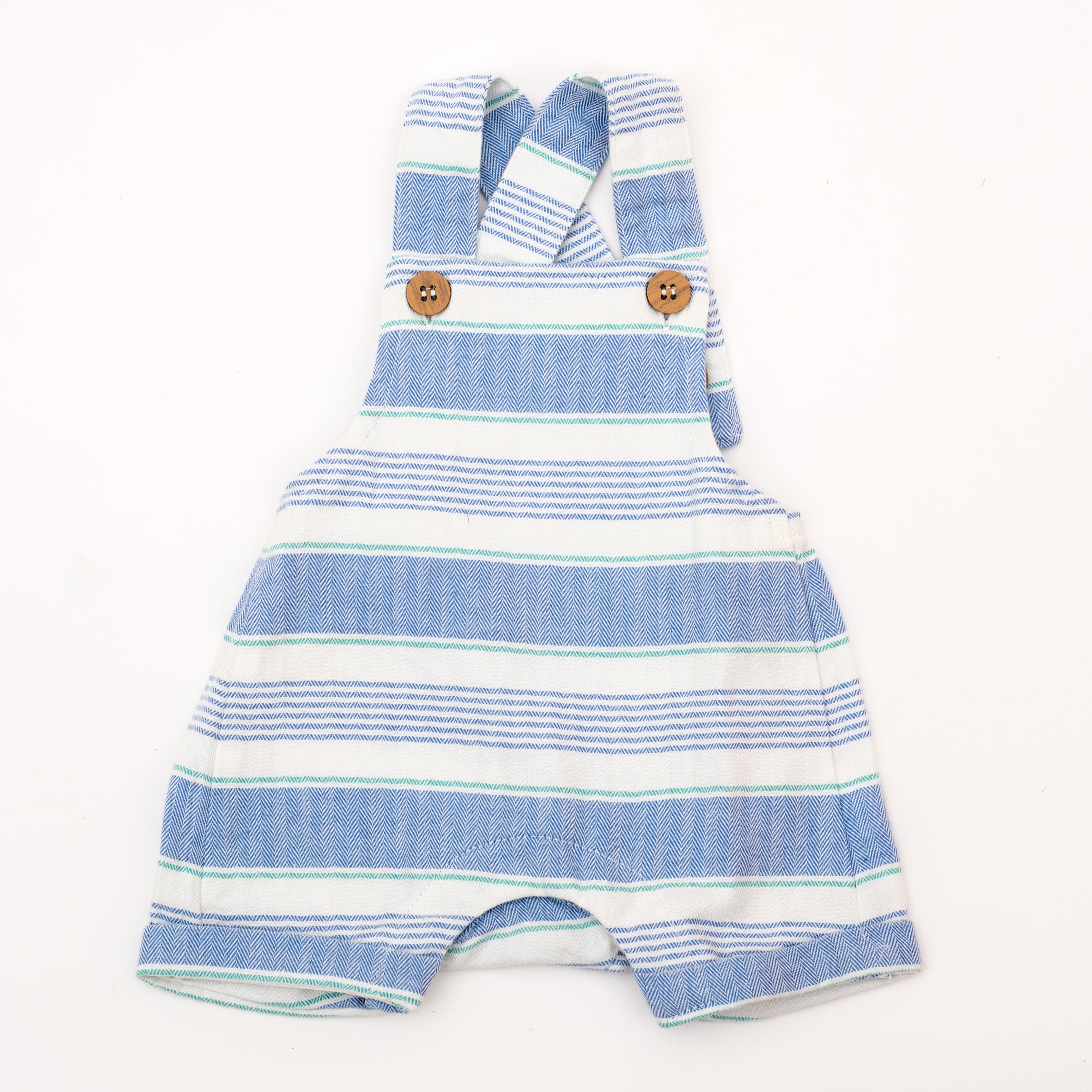 blue and white striped overalls