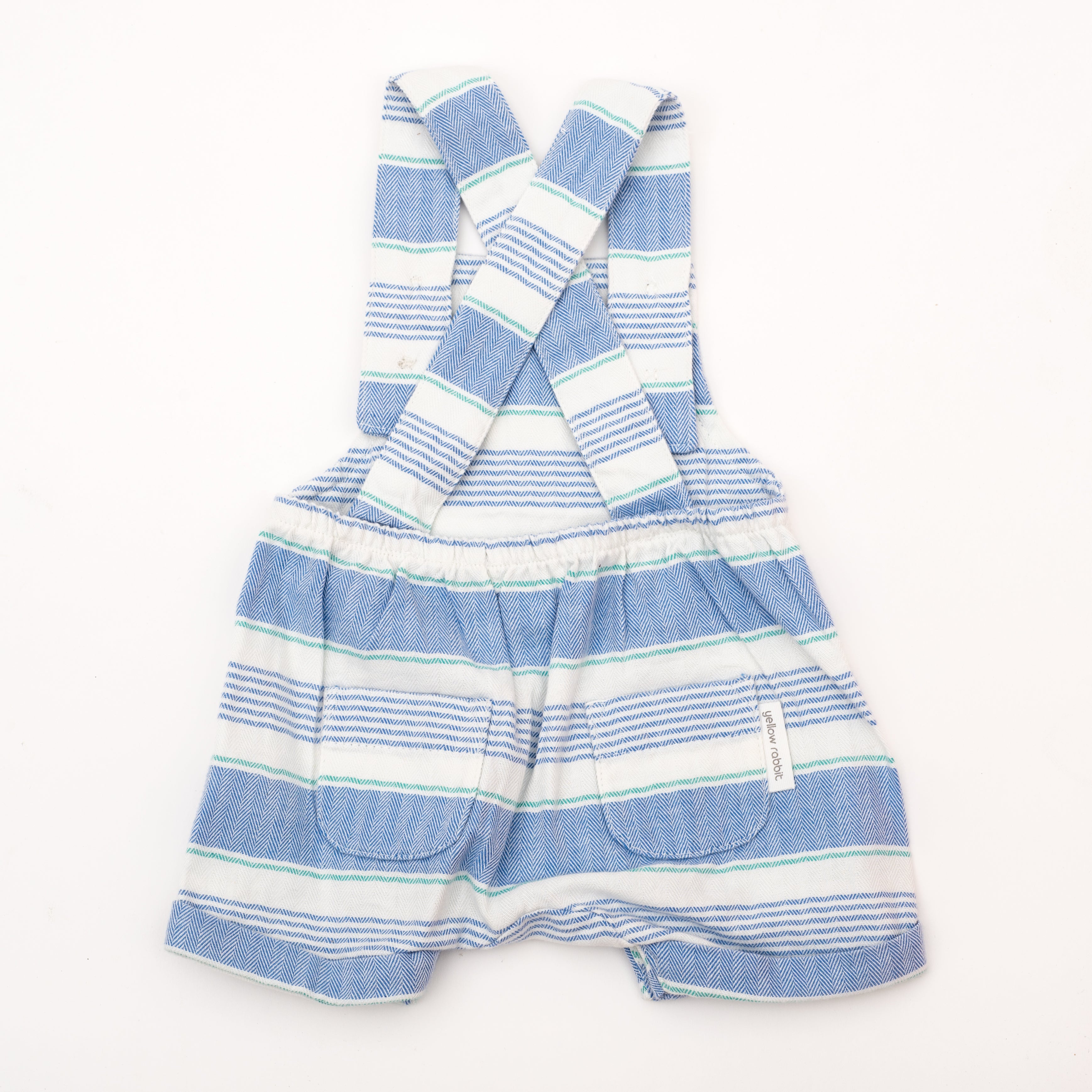 blue and white striped overalls