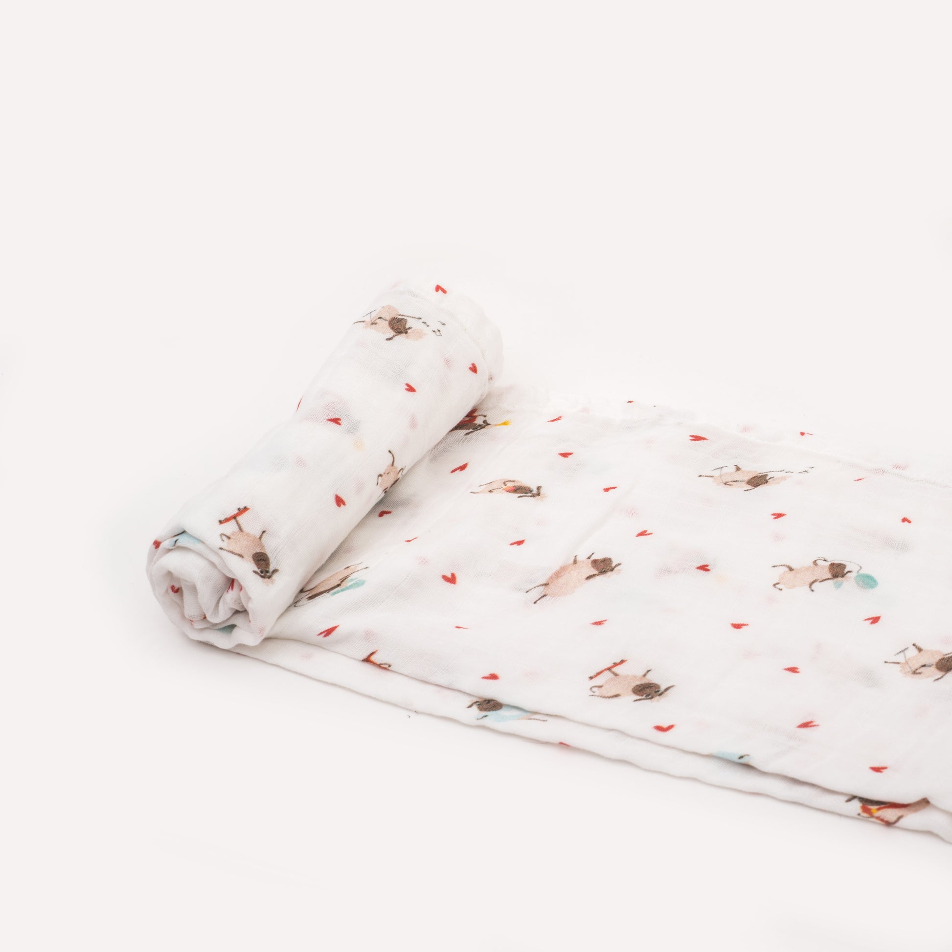 Organic cotton love sheep muslin swaddle blanket